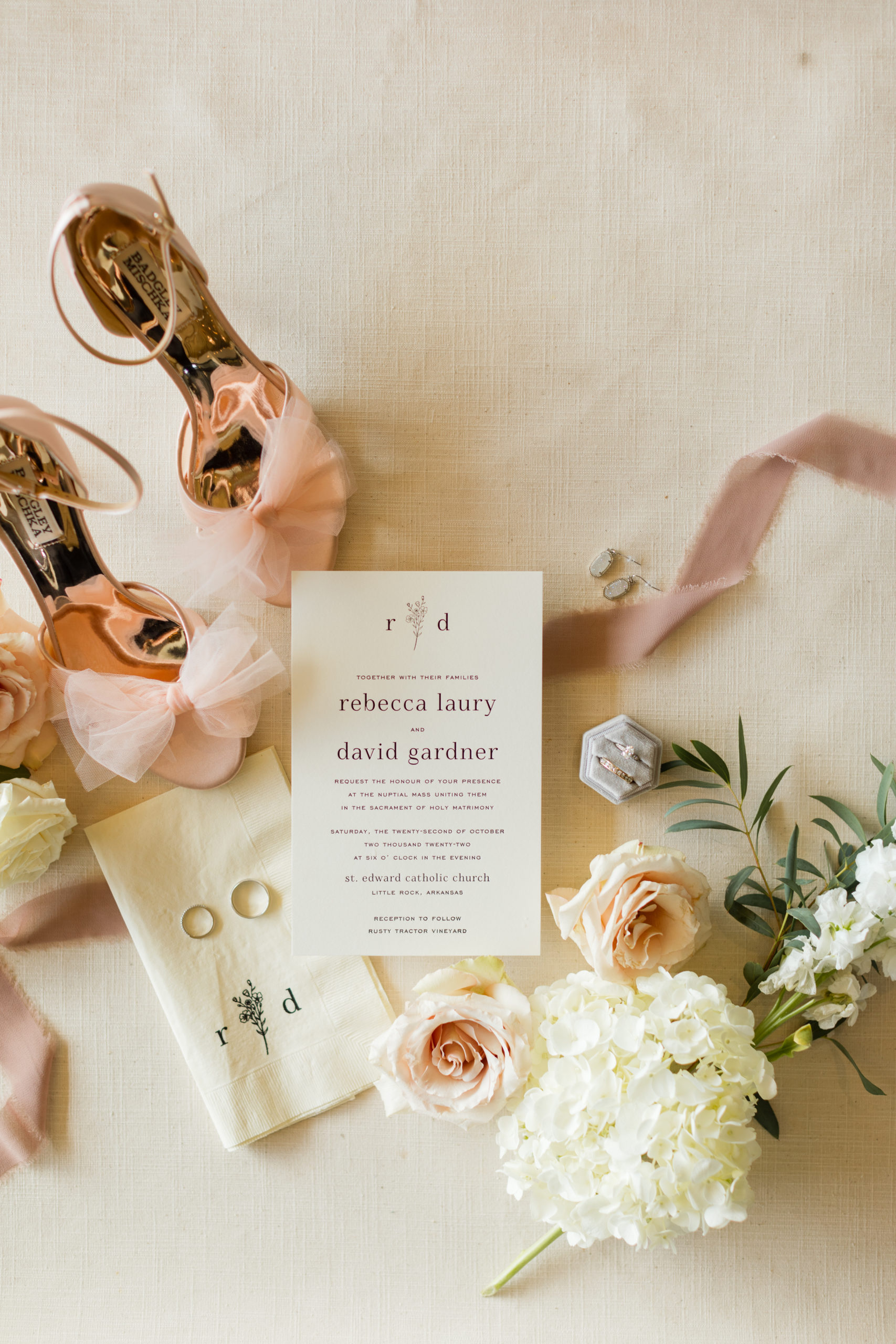 Soft Pink Fall Wedding Palette at Rusty Tractor Vineyards